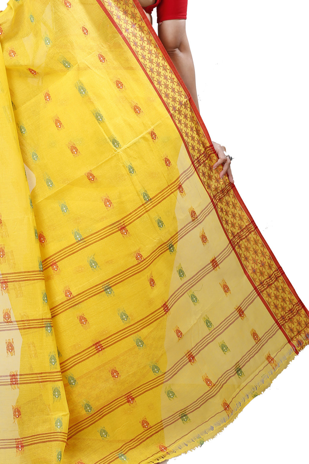 Yellow Pure Cotton Reese Tant Saree (971)